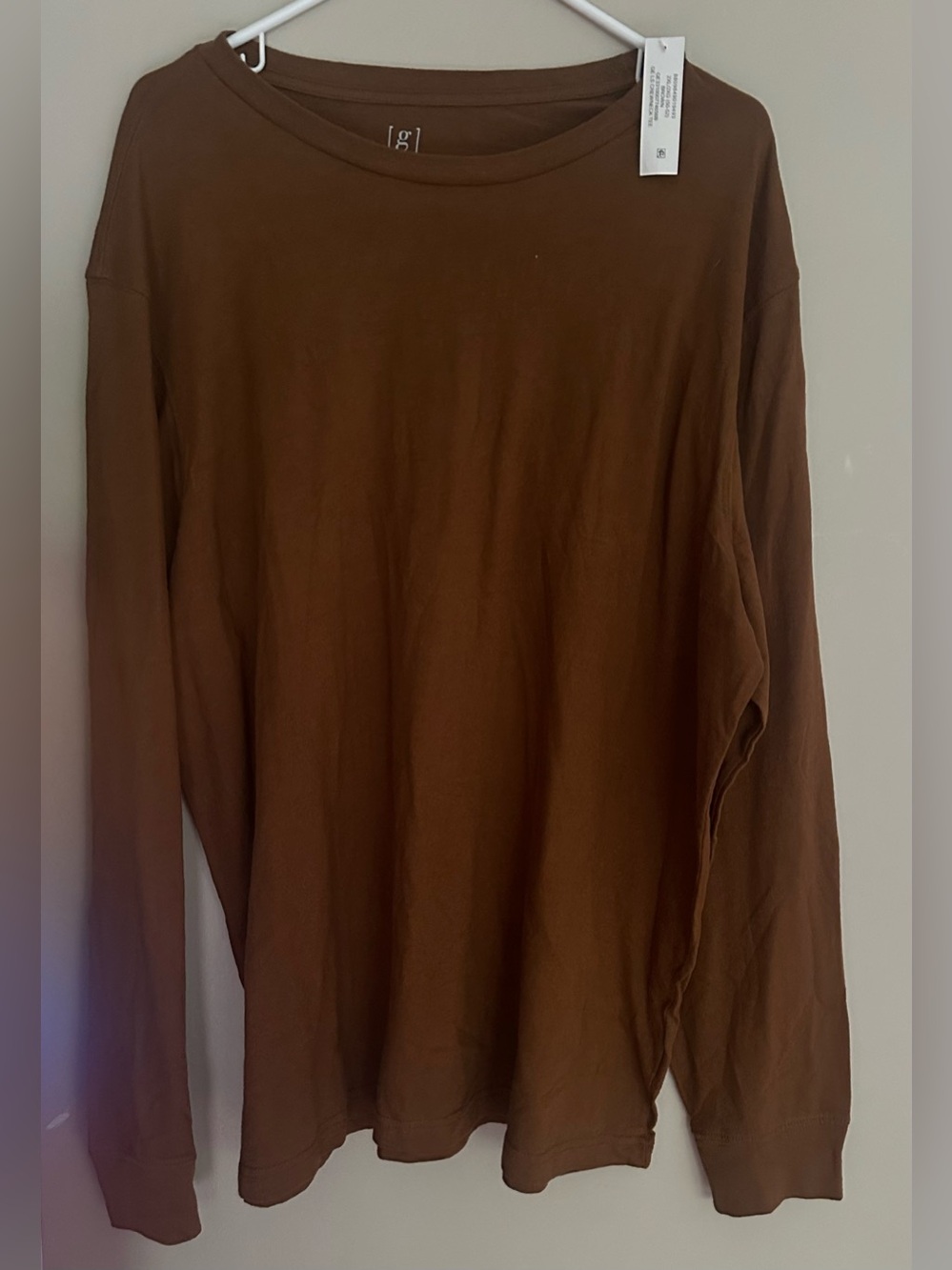 GEORGE size XXL BROWN Men's Long Sleeve Crewneck Shirt.
